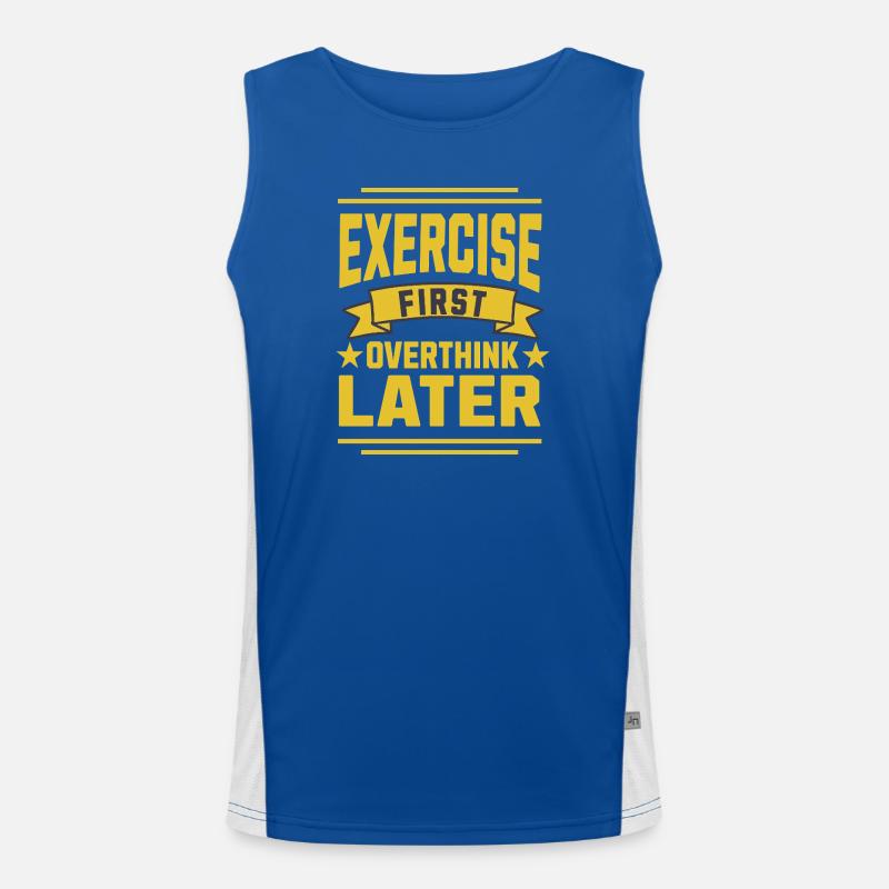 Exercise First, Overthink Later T-shirt - Men's Functional Contrast Tank Top  - royal/white