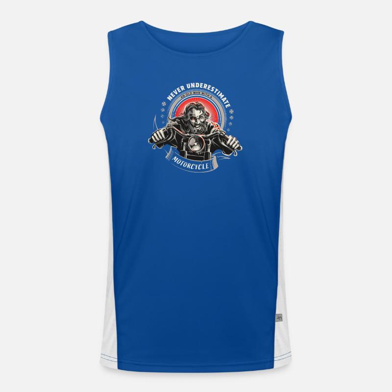 Never underestimate an old man ... Funktionelles Kontrast-Tank Top für Männer 