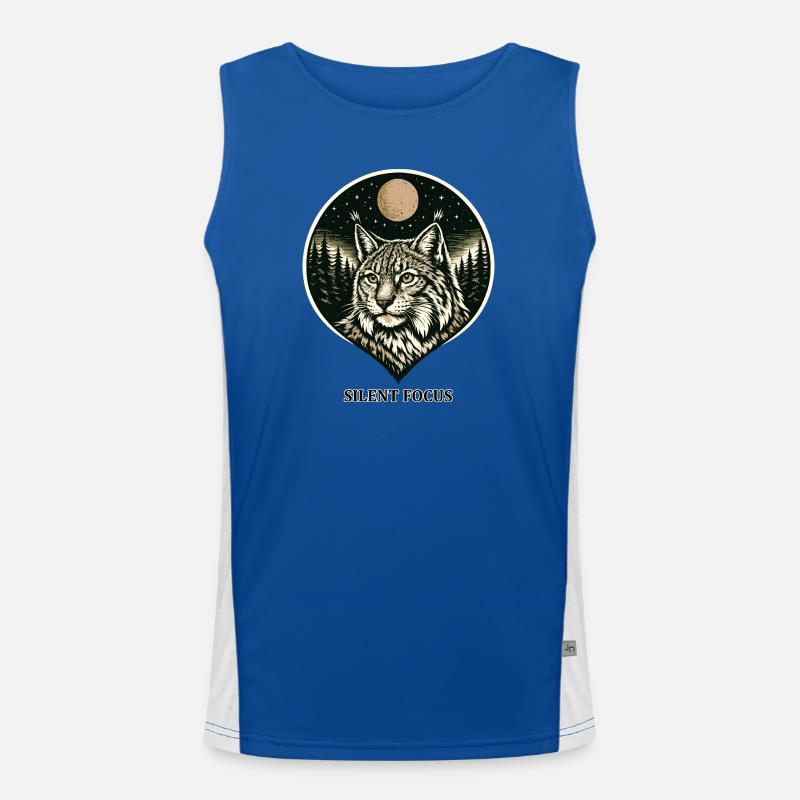Silent Focus - Lynx in Woodcut Style Men's Functional Contrast Tank Top 