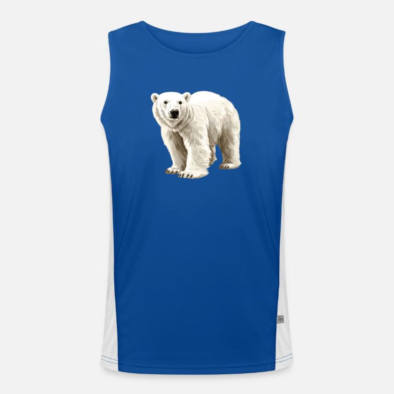 Polar Bear Illustration Pure White Men's Functional Contrast Tank Top 