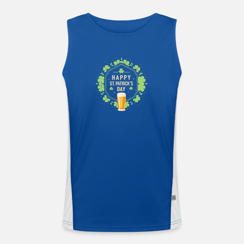 St. Patrick's Day Bier & Kleeblatt Funktionelles Kontrast-Tank Top für Männer 