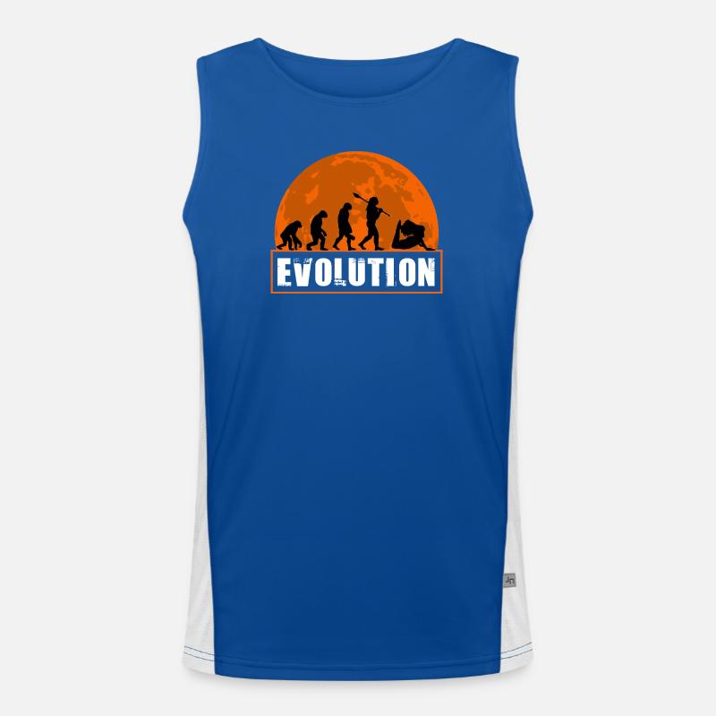Yoga Evolution Silhouette Sunset Retro - Men's Functional Contrast Tank Top  - royal/white