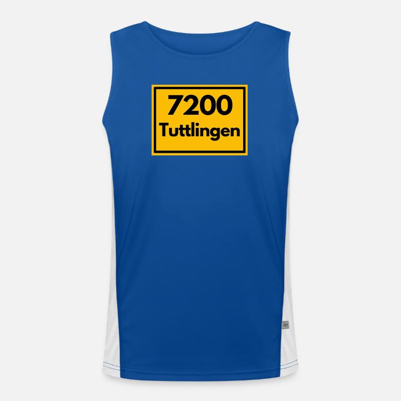 OLD POSTCODE POSTCODE RETRO 7200 TUTTLINGEN - Men's Functional Contrast Tank Top  - royal/white