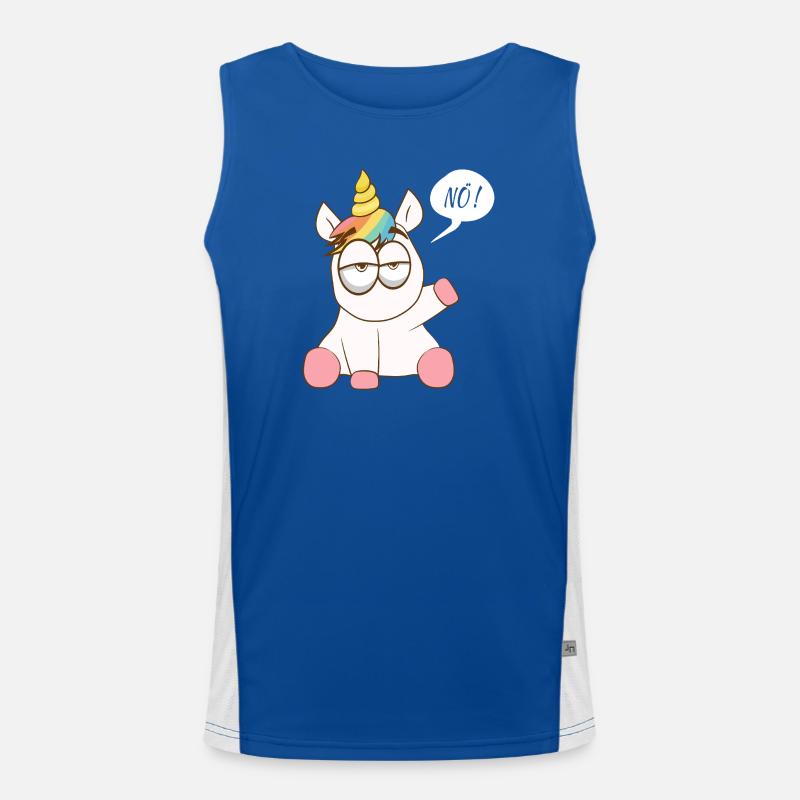 Regenbogen-Einhorn mit murrendem Charme Funktionelles Kontrast-Tank Top für Männer 