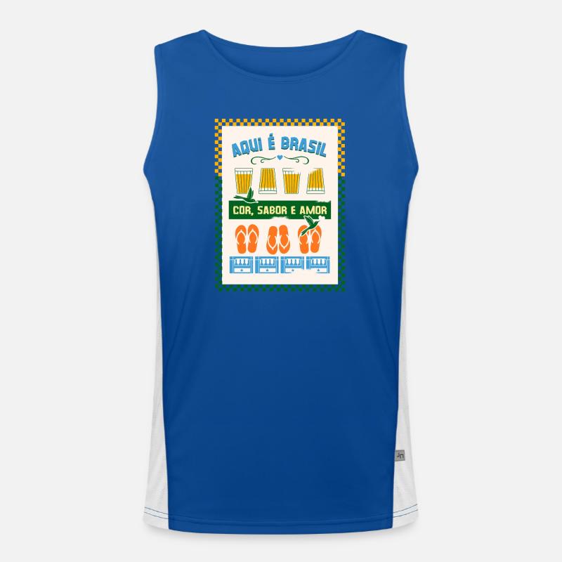 Aqui é Brasil: Cor Sabor Amor Funktionelles Kontrast-Tank Top für Männer 