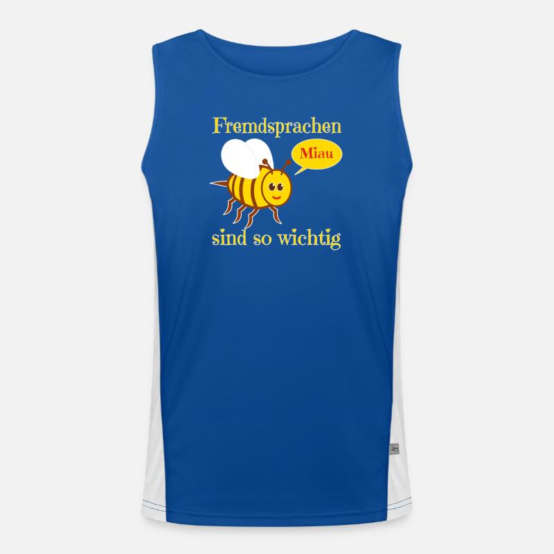Funny bee in comic style - Men's Functional Contrast Tank Top  - royal/white