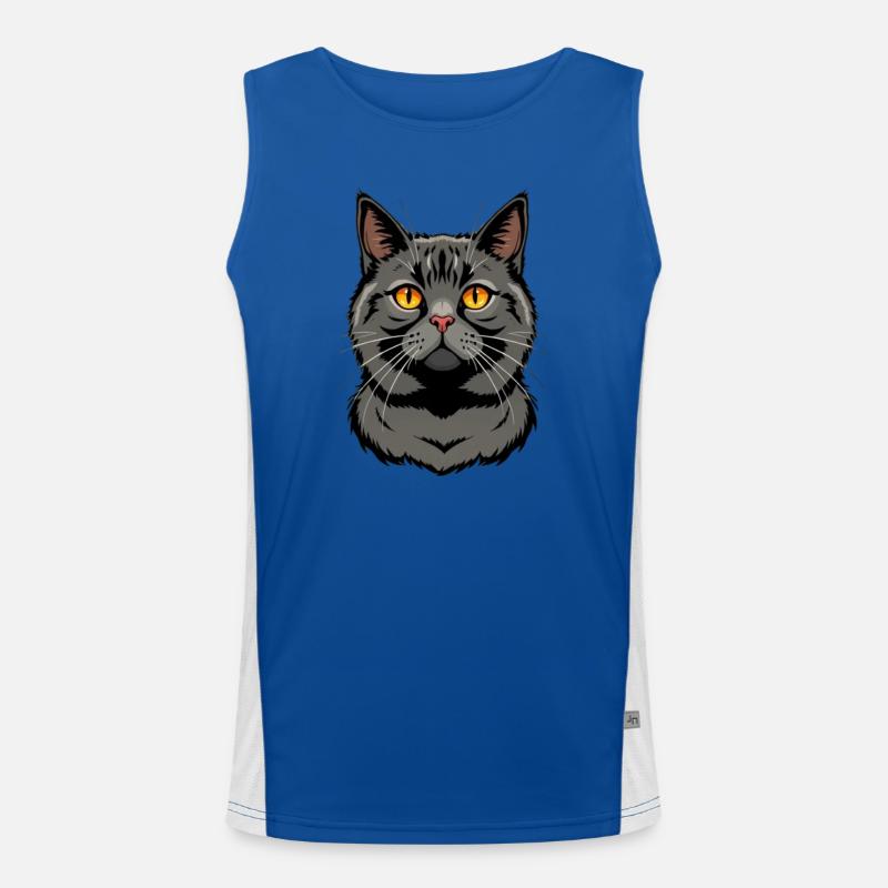 schwarze Katze britisch Kurzhaar Funktionelles Kontrast-Tank Top für Männer 