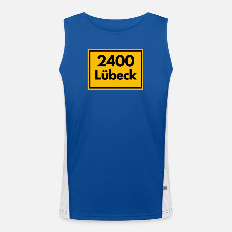 OLD POSTCODE POSTCODE RETRO 2400 LÜBECK HANSEPERLE Men's Functional Contrast Tank Top 