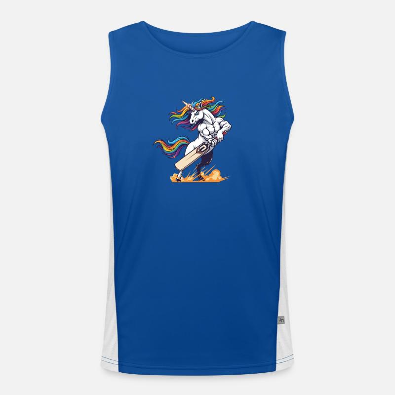 Muskulöses Einhorn Mit Cricket Schläger Funktionelles Kontrast-Tank Top für Männer 