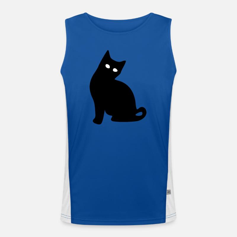 Katze Silhouette schwarz Geschenk Katzenliebhaber Funktionelles Kontrast-Tank Top für Männer 