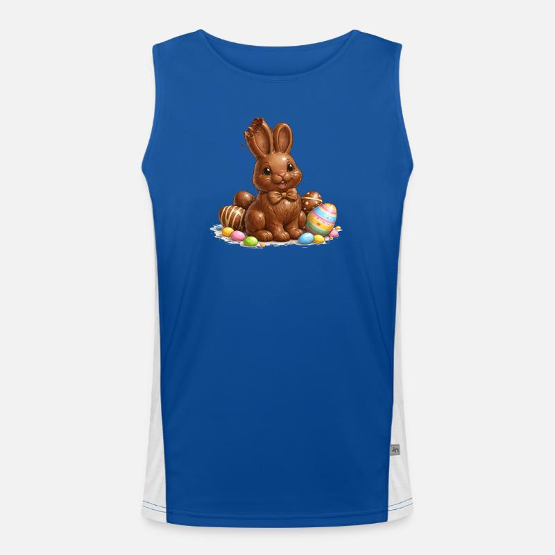 Chocolate bunny with Easter eggs - Men's Functional Contrast Tank Top  - royal/white
