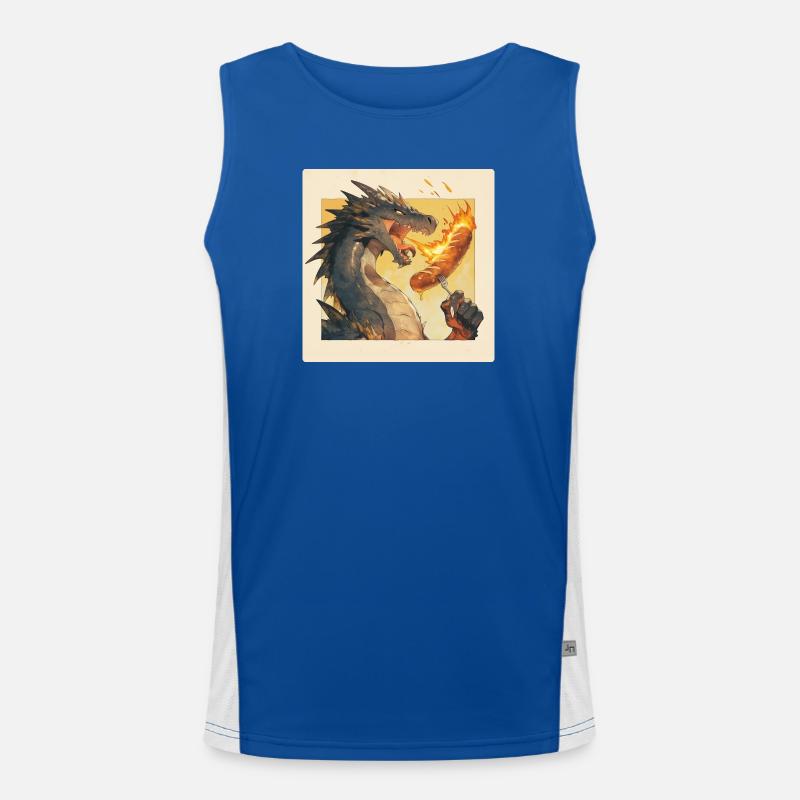 Dragegriller bratwurst - Funktionel kontrast tanktop til herrer  - kongeblå/hvid