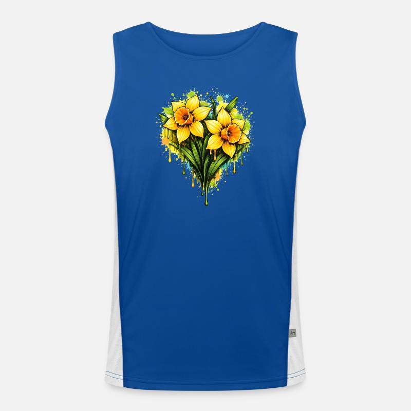 Daffodils in graffiti style Men's Functional Contrast Tank Top 