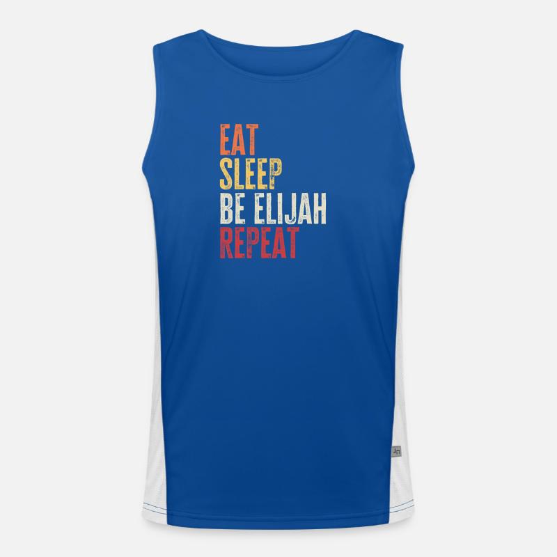 Eat Sleep Be Elijah Repeat Retro Name Men's Functional Contrast Tank Top 