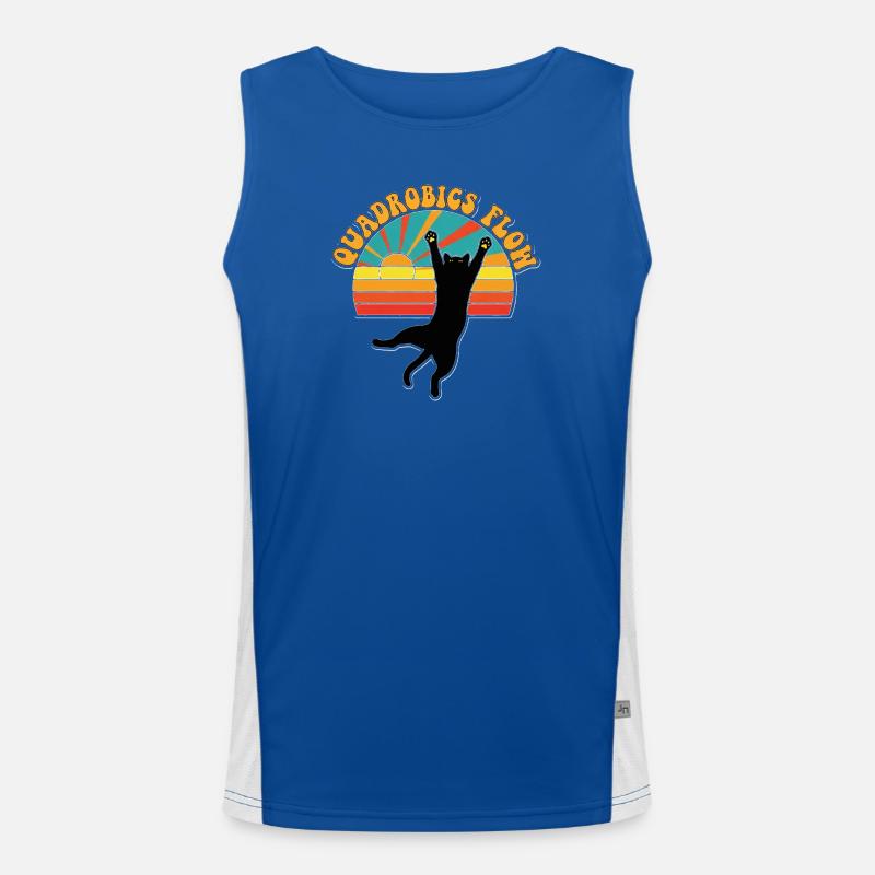 Retro Quadrobics Flow Black Cat 70s Sunset Débardeur respirant contrasté Homme 