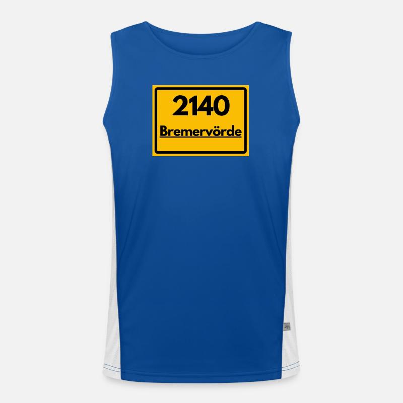 OLD POSTCODE POSTCODE RETRO 2140 BREMERVÖRDE - Men's Functional Contrast Tank Top  - royal/white