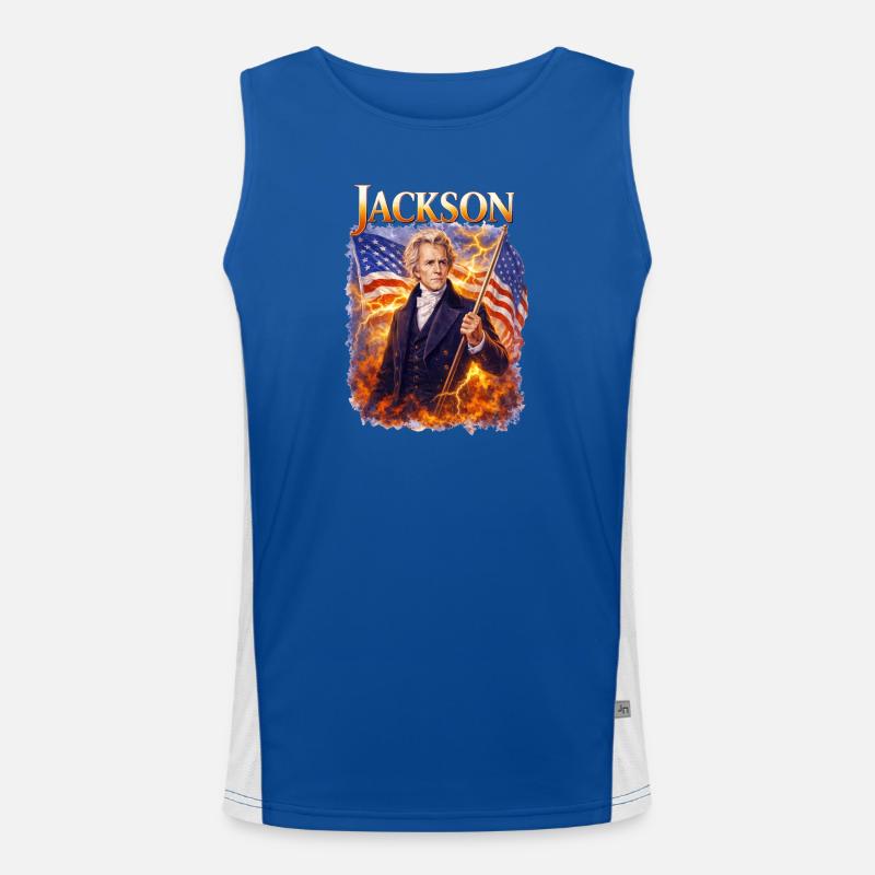 Le héros de la liberté de Jackson avec drapeau Débardeur respirant contrasté Homme 