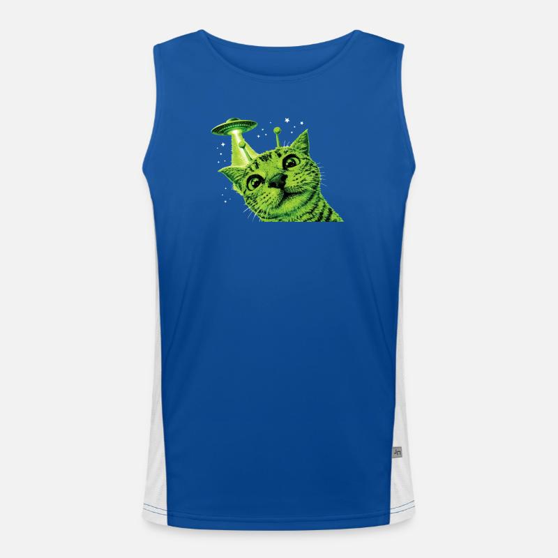 Alien Cat UFO Funktionelles Kontrast-Tank Top für Männer 