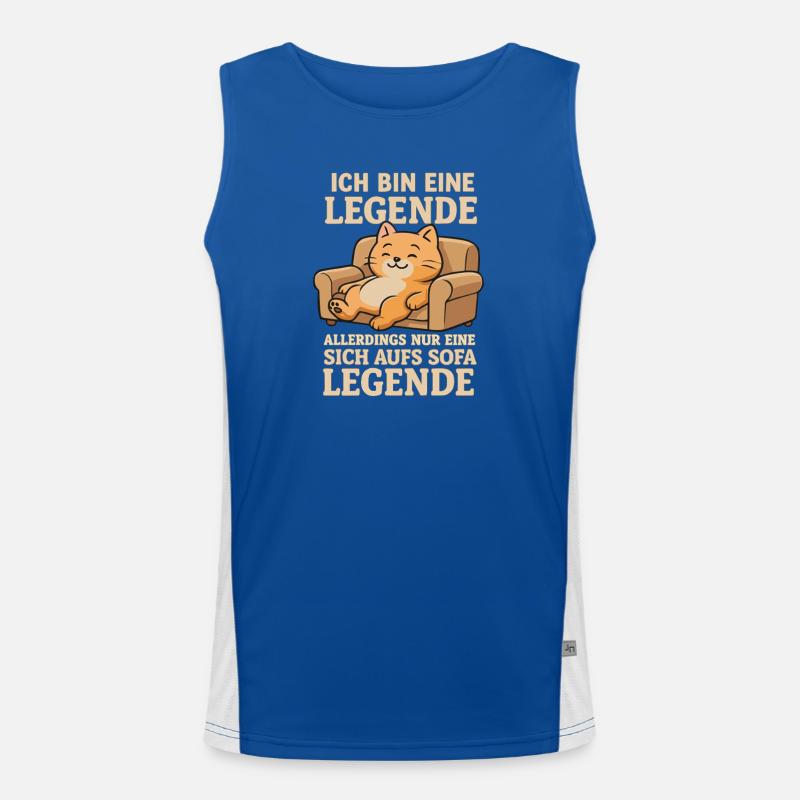 Sarcasm Cat Saying Sofa Legend - Men's Functional Contrast Tank Top  - royal/white