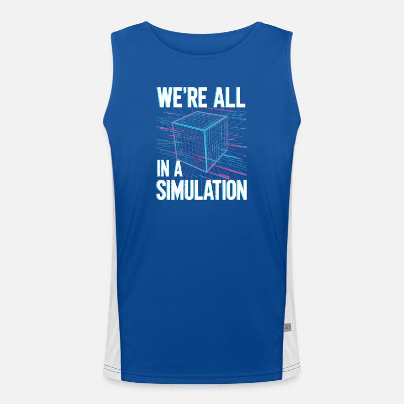 We're all in a simulation - Men's Functional Contrast Tank Top  - royal/white