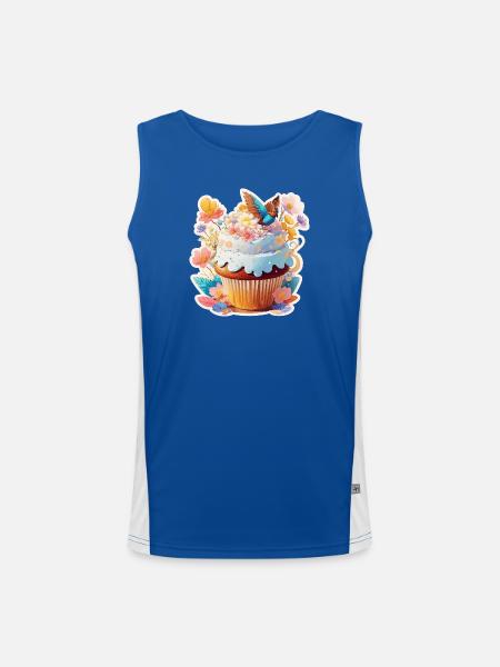 Cupcake Vogel - Funktionelles Kontrast-Tank Top für Männer - Royal/Weiß