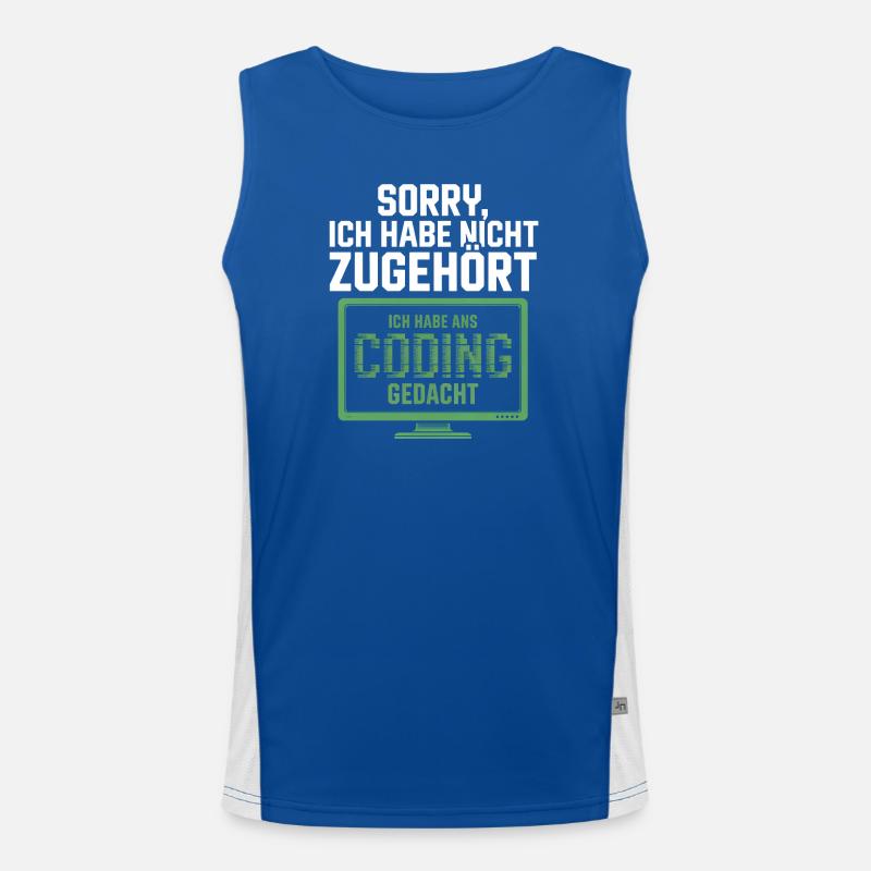 Sorry, I thought coding - Men's Functional Contrast Tank Top  - royal/white