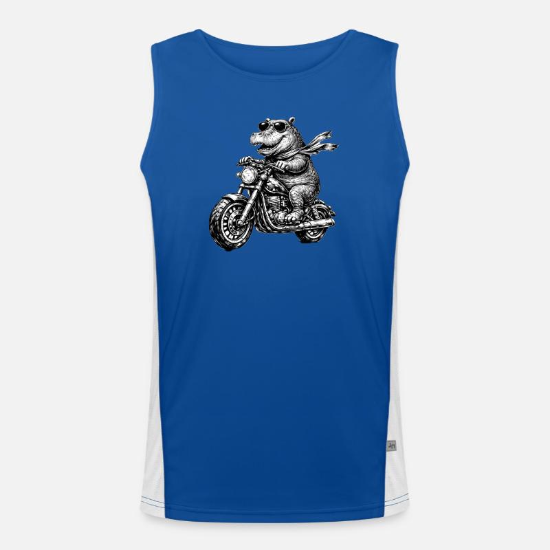Hippo auf Motorrad Funktionelles Kontrast-Tank Top für Männer 