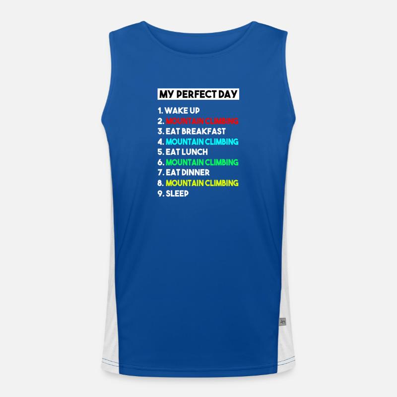 Meine perfekte Tagesroutine beim Bergsteigen Kunst Funktionelles Kontrast-Tank Top für Männer 