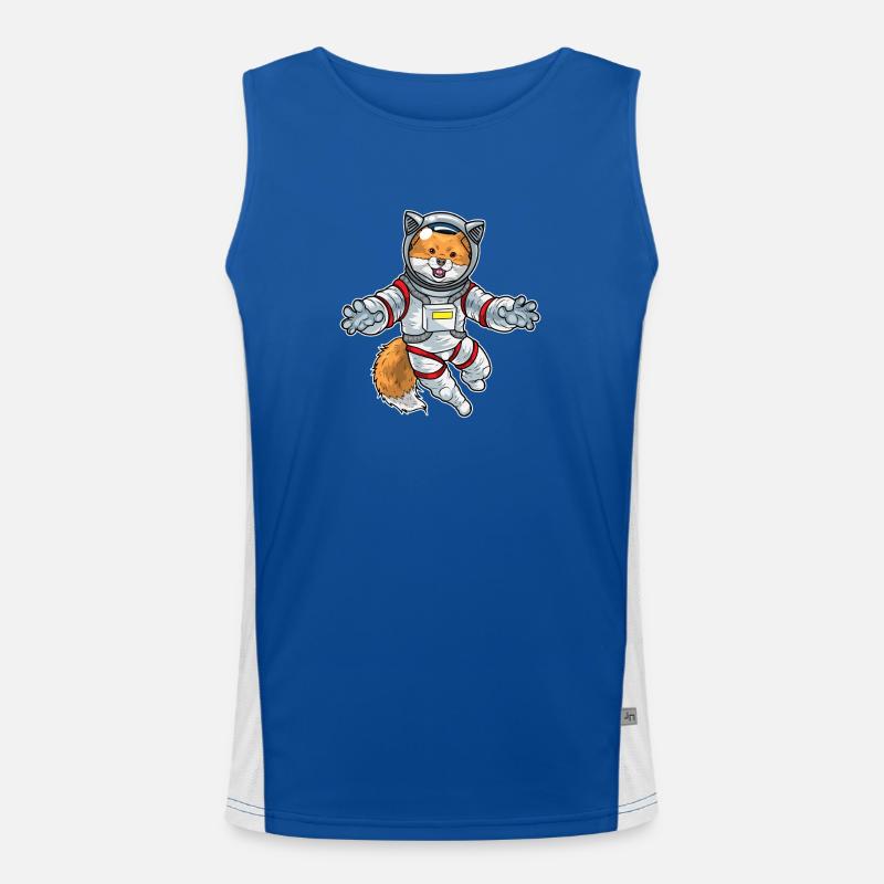 Fuchs Astronaut Weltraum Funktionelles Kontrast-Tank Top für Männer 