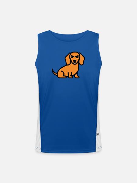 Dachshund Dog Brown Comic - Men's Functional Contrast Tank Top - royal/white