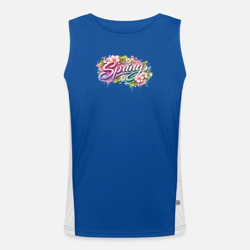 Spring lettering with flowers Description Men's Functional Contrast Tank Top 
