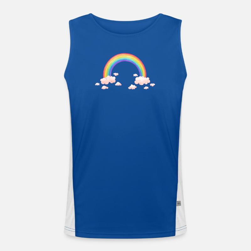 Rainbow dream with clouds Men's Functional Contrast Tank Top 