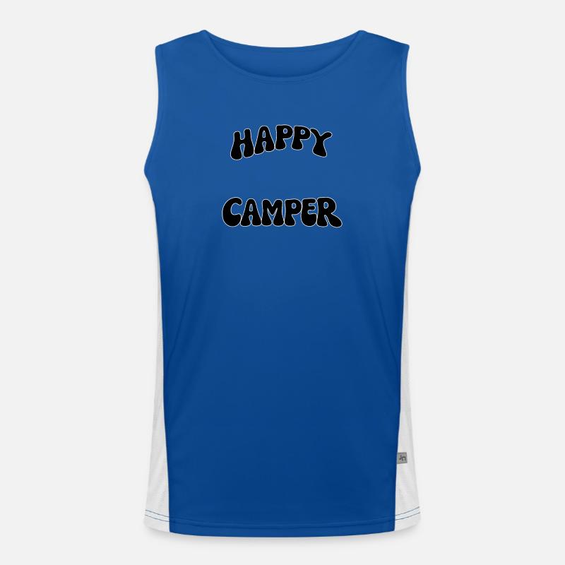 Fröhlicher Camping-Schriftzug Funktionelles Kontrast-Tank Top für Männer 