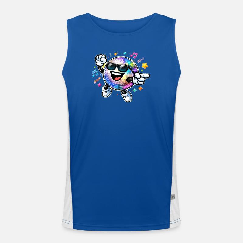 Rainbow Disco Ball Dance Party - Men's Functional Contrast Tank Top  - royal/white