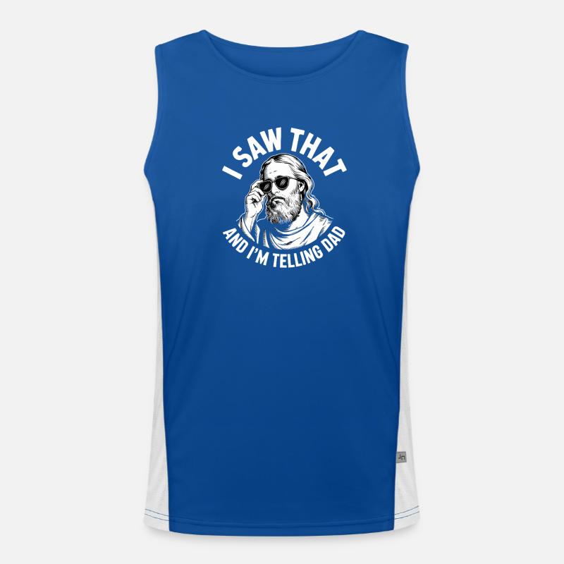  I Saw That And Im Telling Dad Jesus Humor Funktionelles Kontrast-Tank Top für Männer 