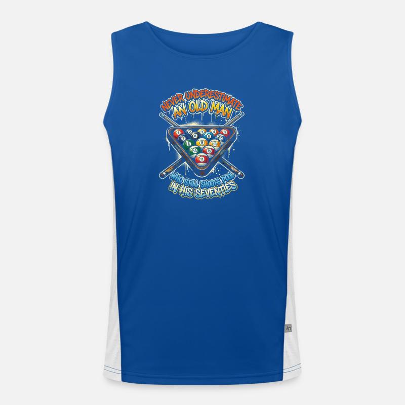 Never underestimate old man pool - Men's Functional Contrast Tank Top  - royal/white