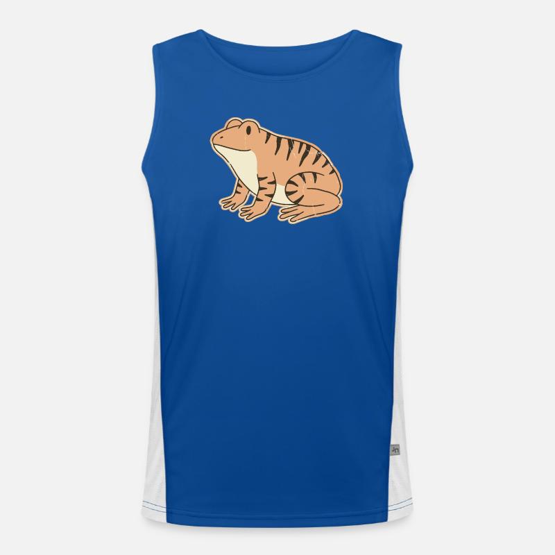 orange toad with retro stripes tabby stripes Men's Functional Contrast Tank Top 