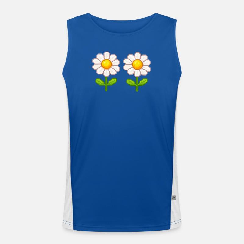 Fleurs doubles Pixel Daisy Débardeur respirant contrasté Homme 