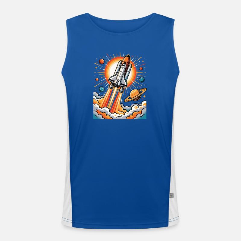 Rocket explosion in space - Men's Functional Contrast Tank Top  - royal/white