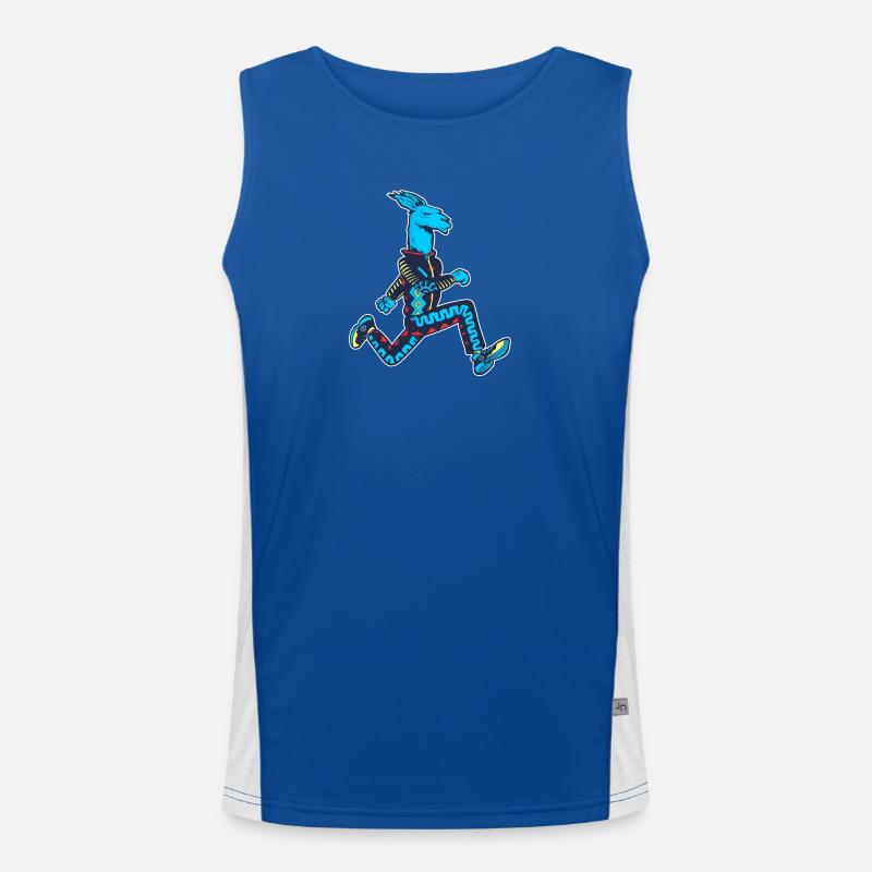 Blauer Lama-Läufer Funktionelles Kontrast-Tank Top für Männer 