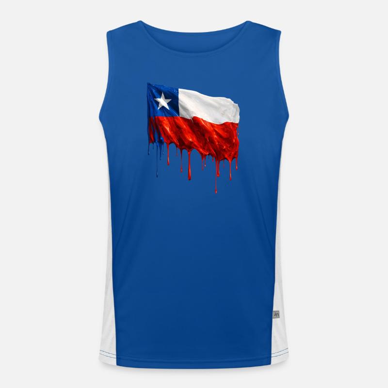 Chile Flag Dripping Solid - Men's Functional Contrast Tank Top  - royal/white