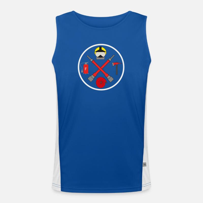 112 Fire Brigade Circle Logo - Men's Functional Contrast Tank Top  - royal/white