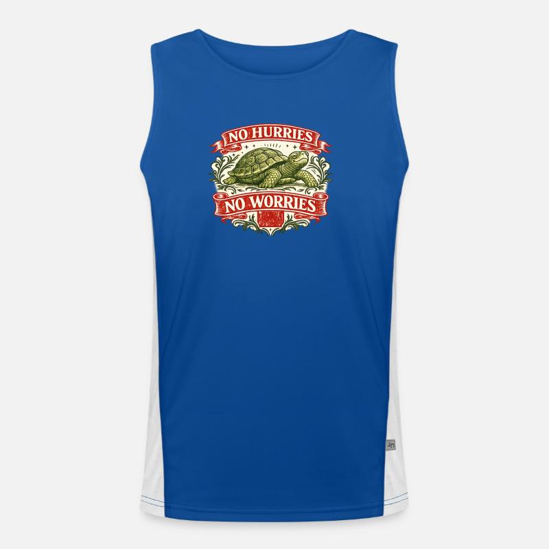 Keine Eile, keine Sorge, Turtle Funktionelles Kontrast-Tank Top für Männer 