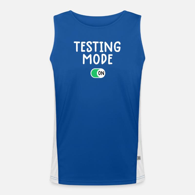 Testing Mode On Graphic Tee - Men's Functional Contrast Tank Top  - royal/white