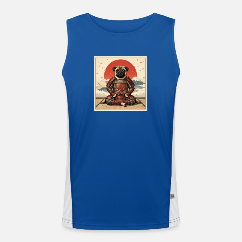 Samurai Mopshund Krieger Japanisches Kunstdesign Funktionelles Kontrast-Tank Top für Männer 