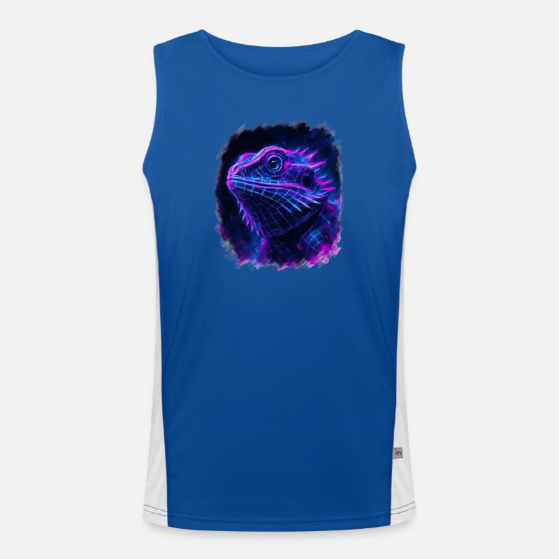 Bearded Dragon Cyberpunk Neon Synthwave Funktionelles Kontrast-Tank Top für Männer 