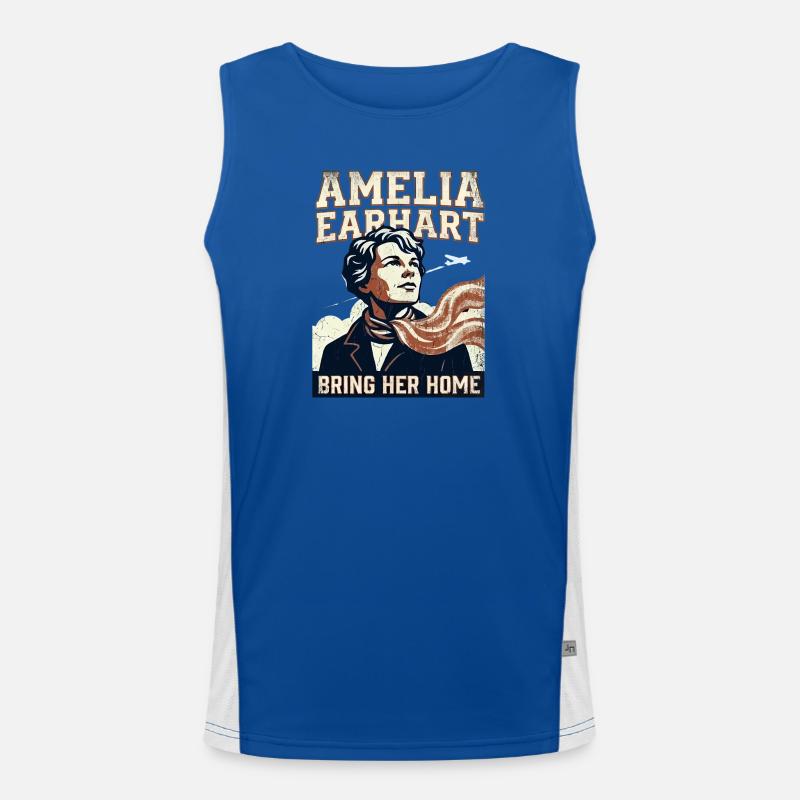 Amelia Earhart – Bring sie nach Hause - Funktionelles Kontrast-Tank Top für Männer  - Royal/Weiß