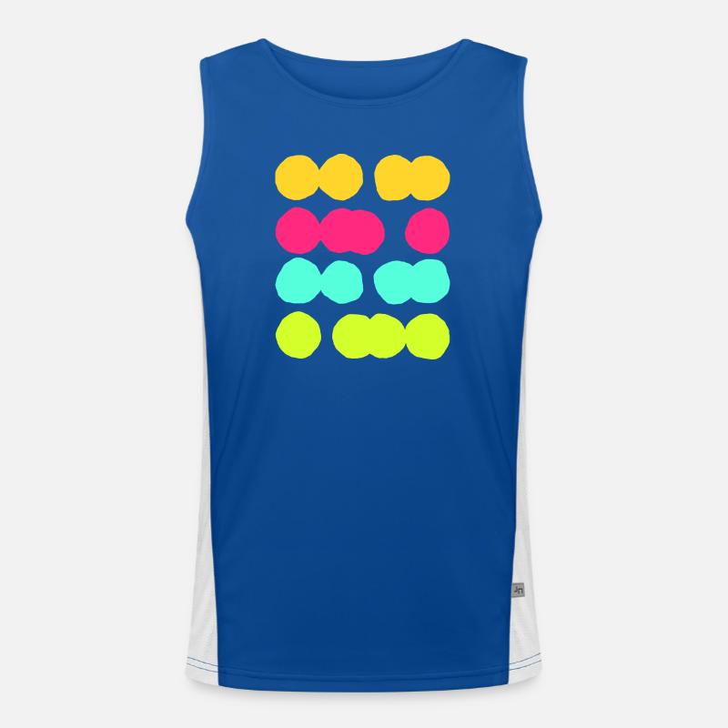 Colourful Abstract Circle Pattern - Fun & Vibrant - Men's Functional Contrast Tank Top  - royal/white