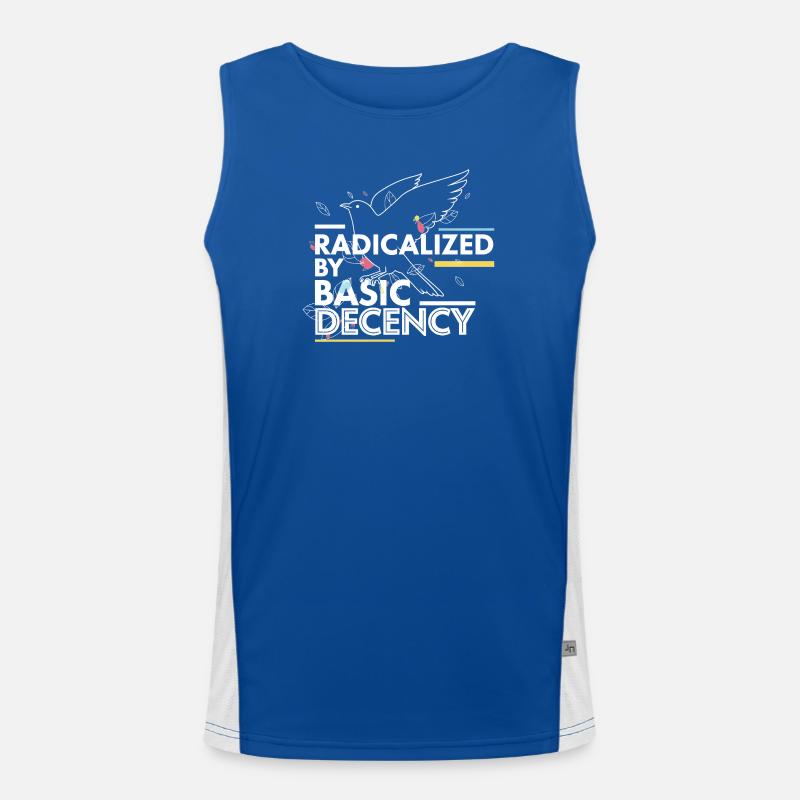 Radicalized by Basic Decency Statement Design - Funktionelles Kontrast-Tank Top für Männer - Royal/Weiß
