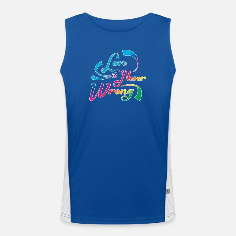 Love Is Never Wrong LGBTQ Pride Quote Design Funktionelles Kontrast-Tank Top für Männer 